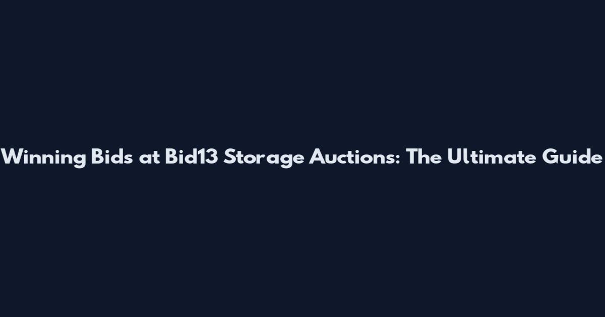 Winning Bids at Bid13 Storage Auctions: The Ultimate Guide