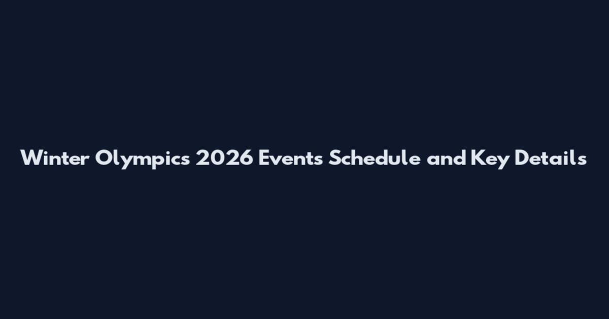Winter Olympics 2026 Events Schedule and Key Details
