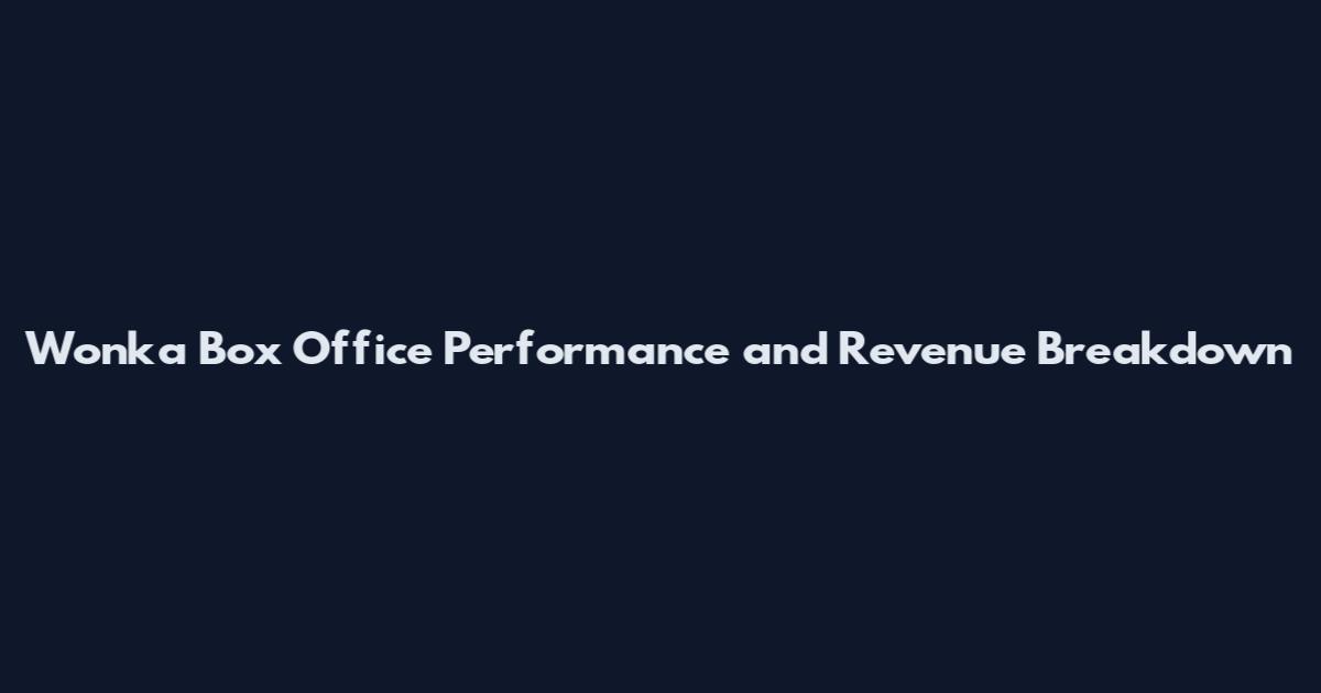 Wonka Box Office Performance and Revenue Breakdown