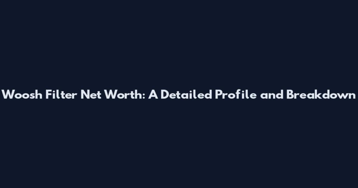 Woosh Filter Net Worth: A Detailed Profile and Breakdown