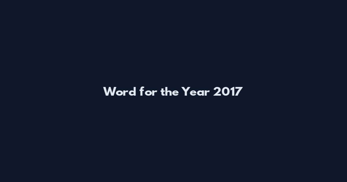Word for the Year 2017
