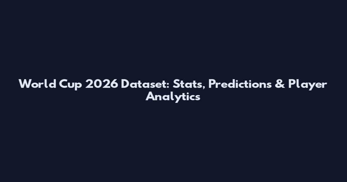 World Cup 2026 Dataset: Stats, Predictions & Player Analytics