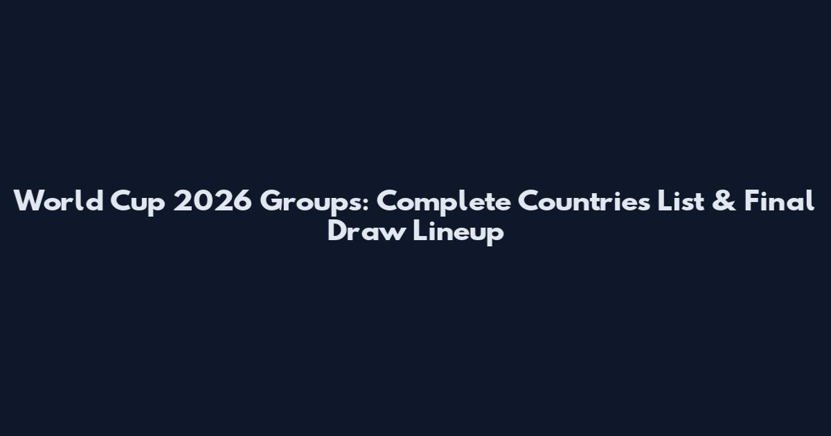 World Cup 2026 Groups: Complete Countries List & Final Draw Lineup