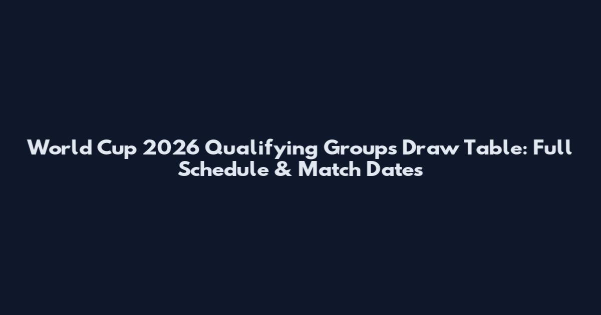 World Cup 2026 Qualifying Groups Draw Table: Full Schedule & Match Dates