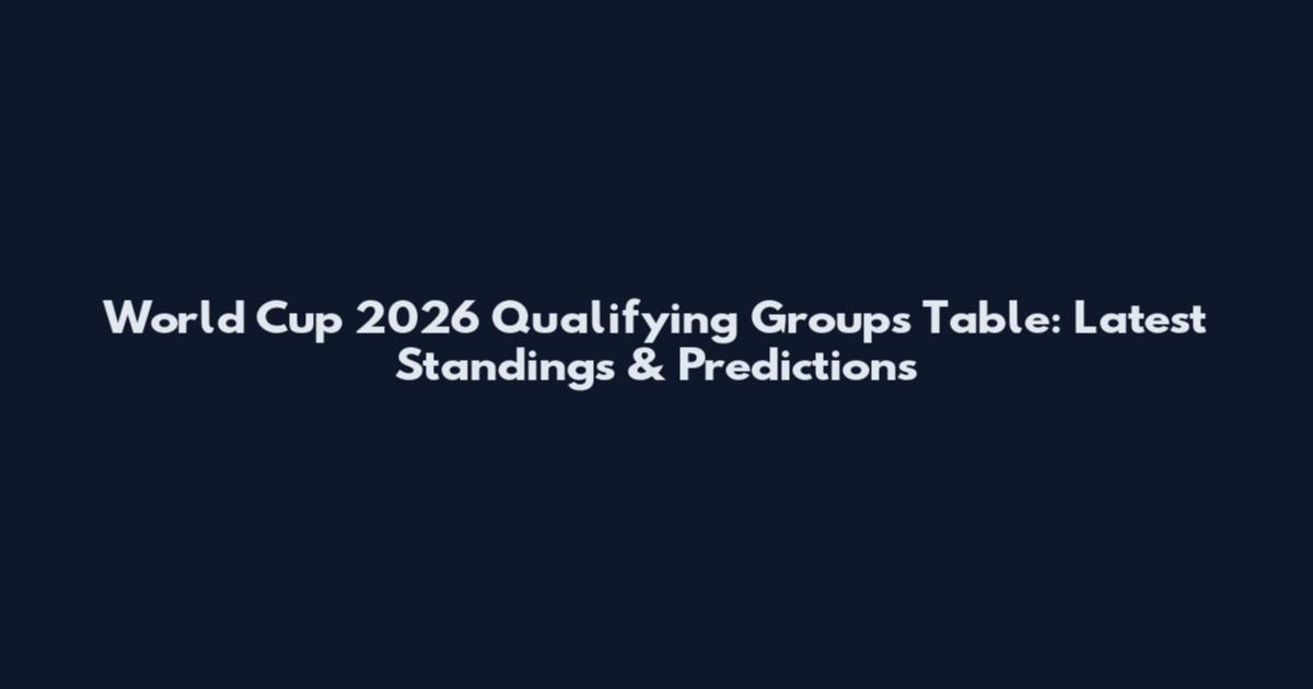 World Cup 2026 Qualifying Groups Table: Latest Standings & Predictions