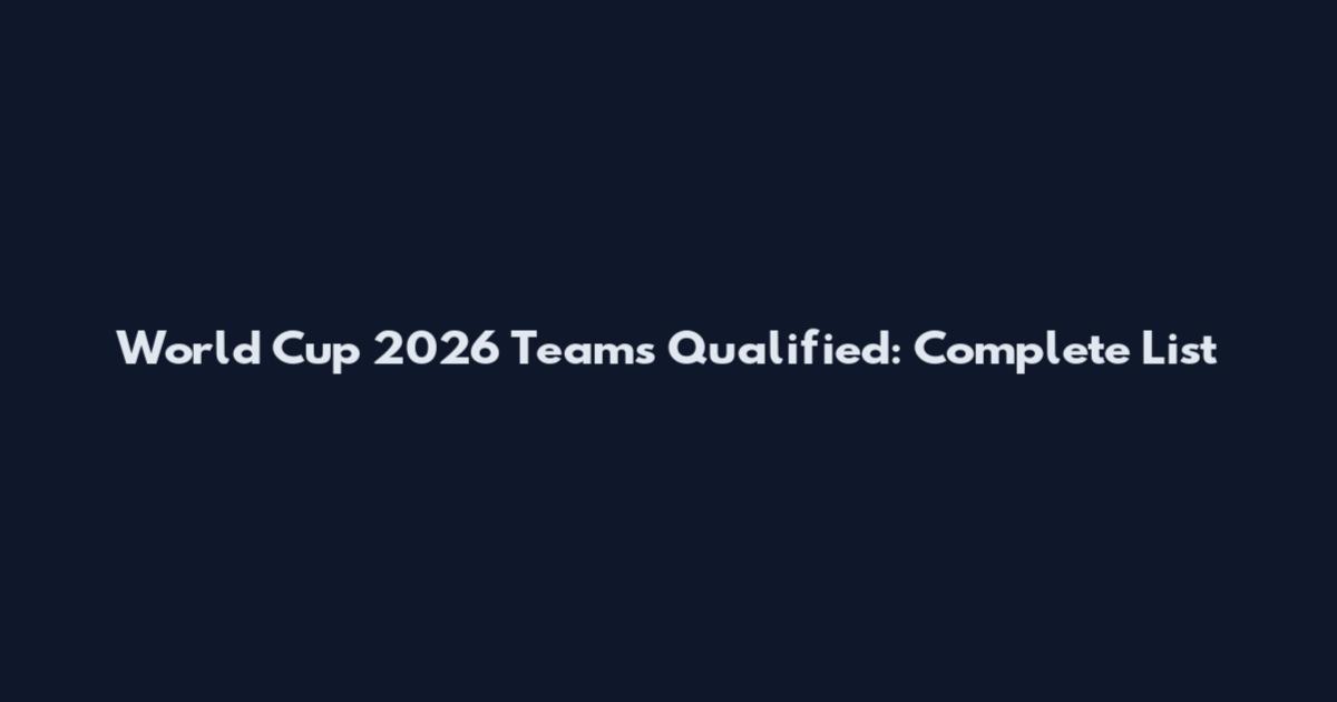 World Cup 2026 Teams Qualified: Complete List