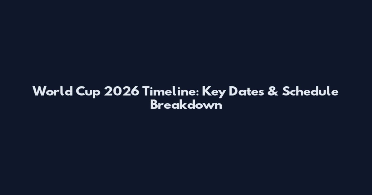 World Cup 2026 Timeline: Key Dates & Schedule Breakdown