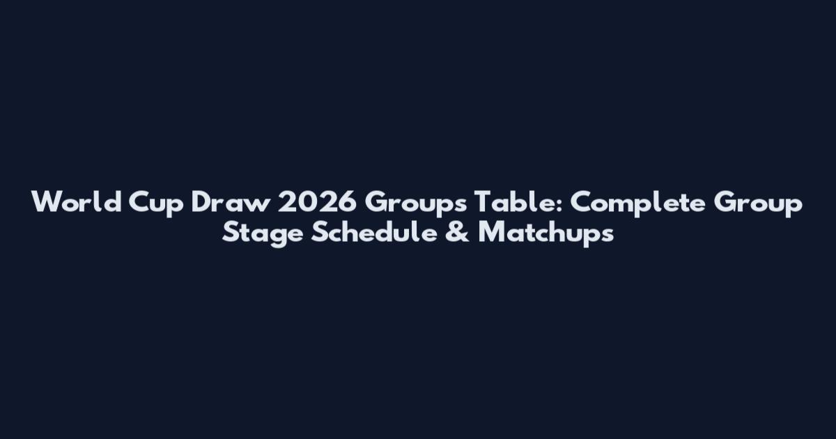 World Cup Draw 2026 Groups Table: Complete Group Stage Schedule & Matchups