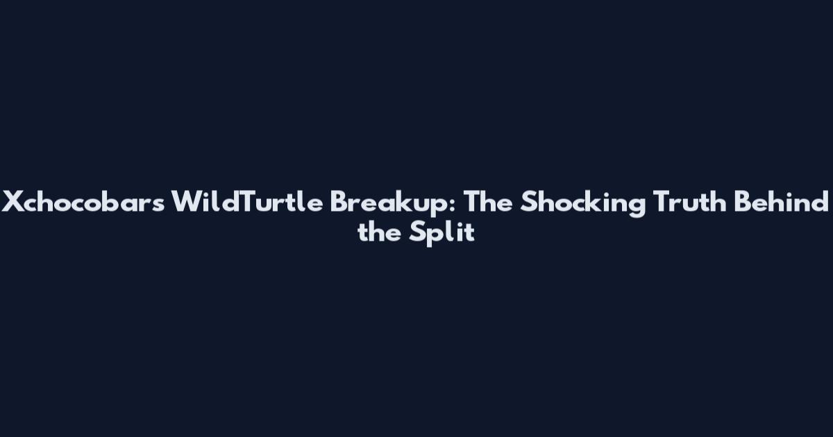 Xchocobars WildTurtle Breakup: The Shocking Truth Behind the Split
