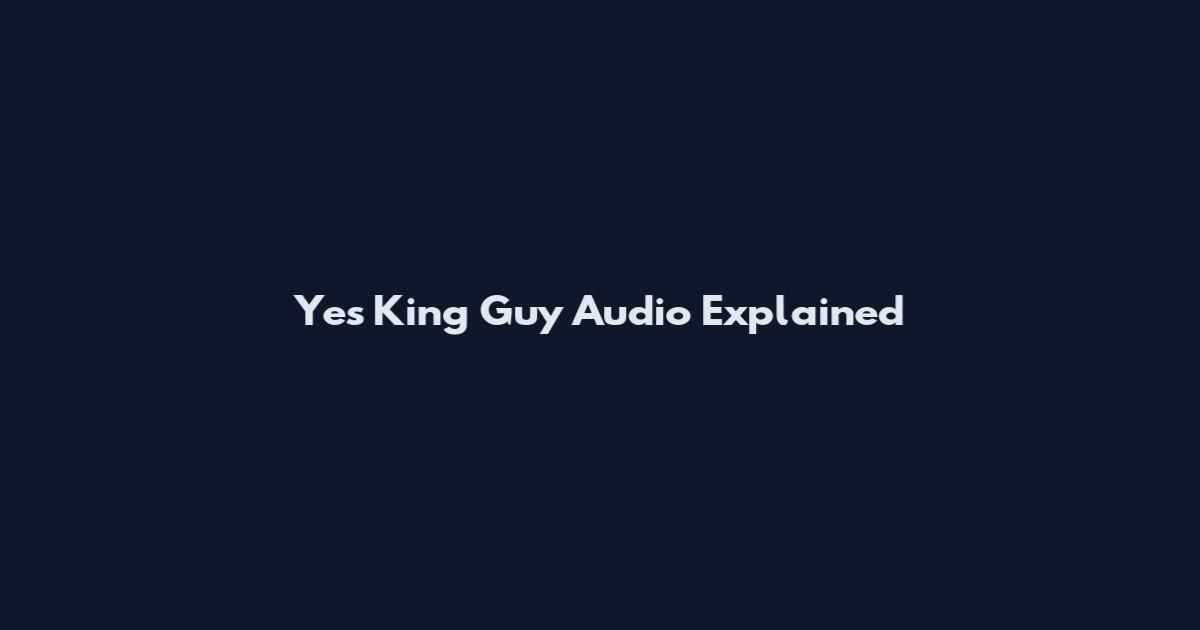 Yes King Guy Audio Explained