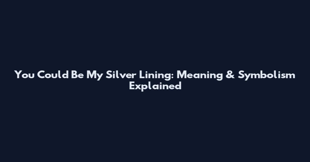 You Could Be My Silver Lining: Meaning & Symbolism Explained