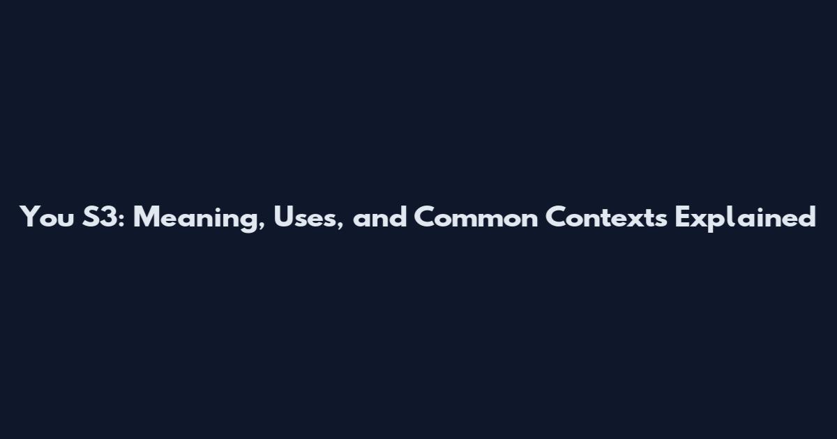 You S3: Meaning, Uses, and Common Contexts Explained