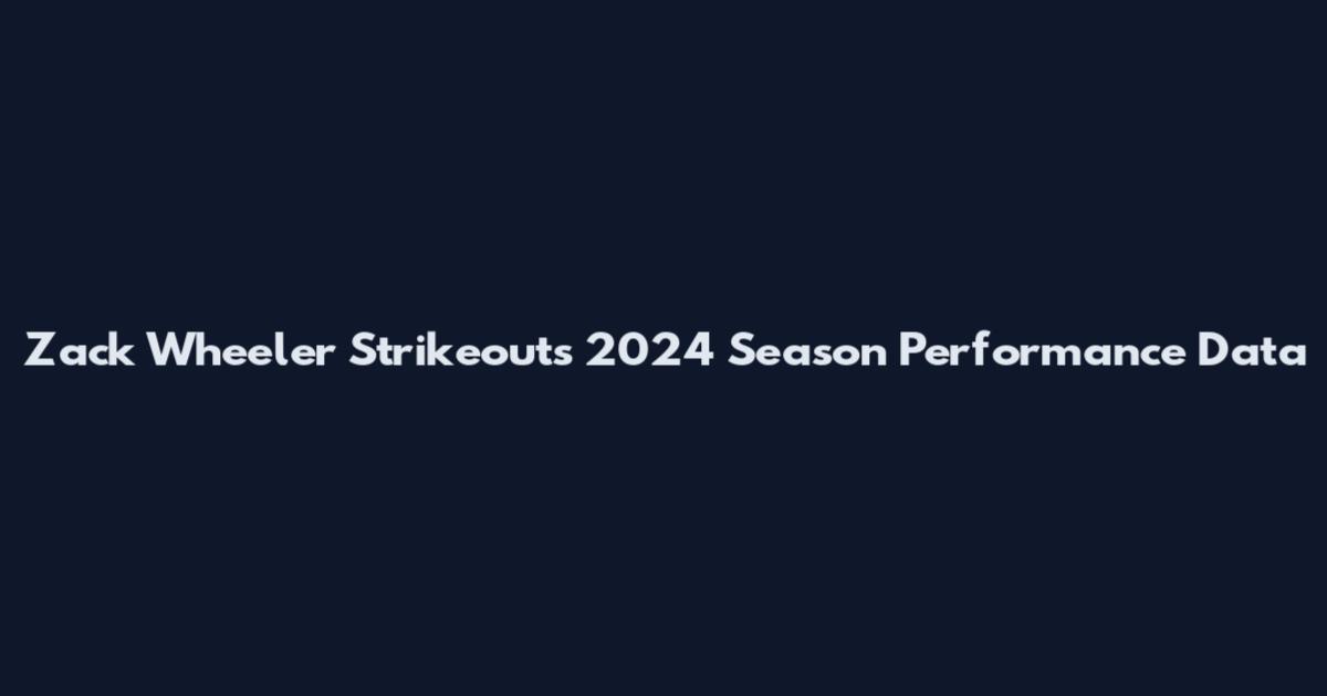 Zack Wheeler Strikeouts 2024 Season Performance Data