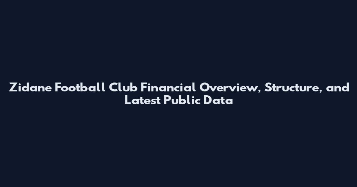 Zidane Football Club Financial Overview, Structure, and Latest Public Data