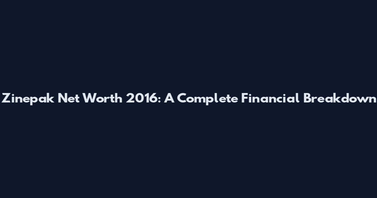 Zinepak Net Worth 2016: A Complete Financial Breakdown