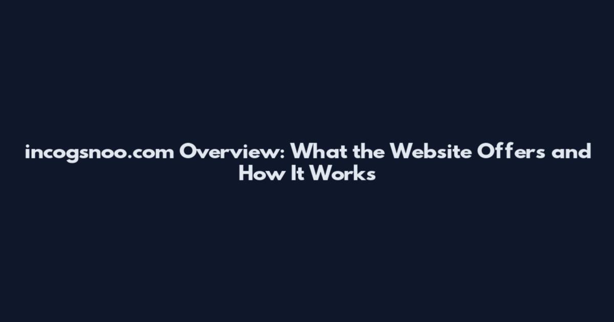 incogsnoo.com Overview: What the Website Offers and How It Works