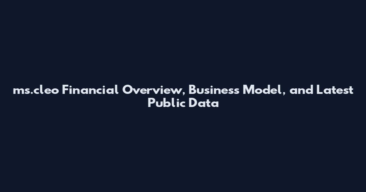ms.cleo Financial Overview, Business Model, and Latest Public Data
